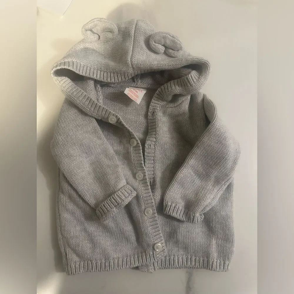 Grey ear hooded sweater 0-3 months.
